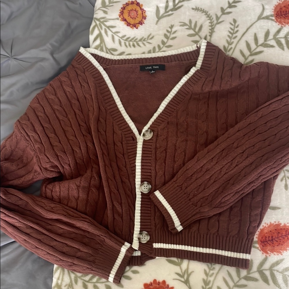 Women's Brown Cable Knit Sweater